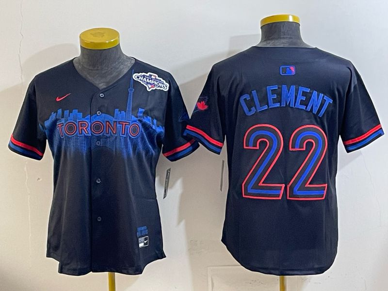 Women 2025 Nike Toronto Blue Jays #22 Clement black Game MLB Jersey 02